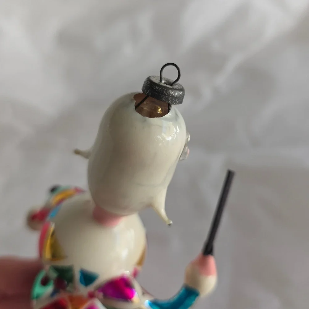 Vintage De Carlini Italian Blown Glass Harlequin Jester Christmas Ornament READ
